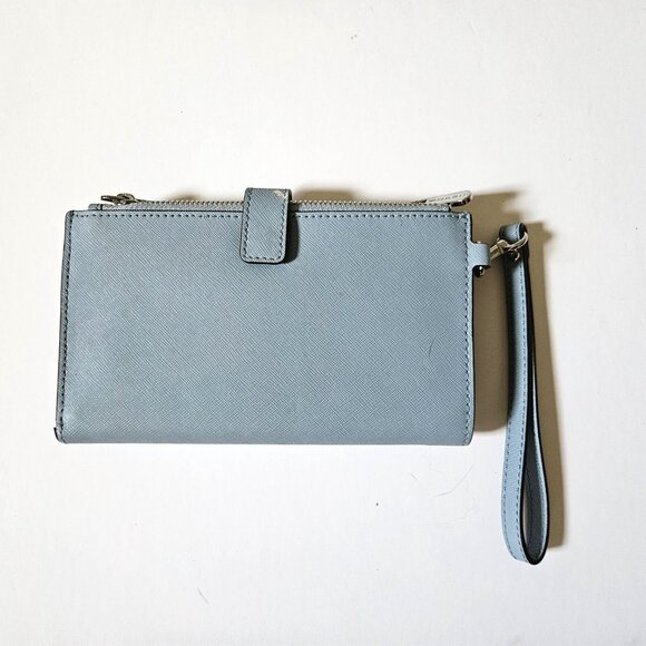 Michael Kors Adele Leather Smartphone Wristlet Wallet Chambray Blue - Picture 2 of 4